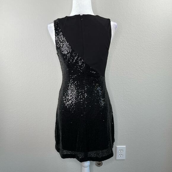 Laundry by Shelli Segal Black Asymmetric Sequined Sleeveless Mini Dress 6 NWT - Picture 13 of 13